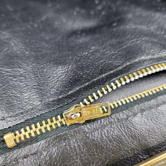 Vintage 60's Handbag Top Handle Vegan Framed Clasp Closure Midnight Blue Gold - Picture 9 of 13